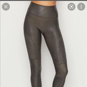 Spanx Faux Leather Moto Leggings - Gunmetal-Medium